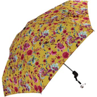 Petit parapluie pliant fleuri jaune orangé Guy de Jean