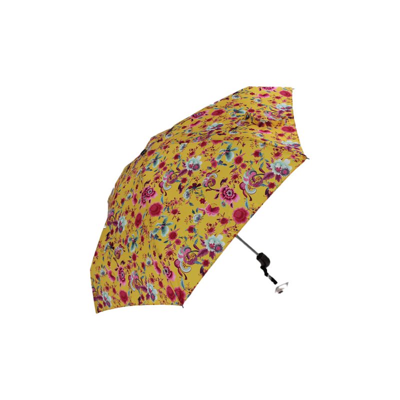 Petit parapluie pliant fleuri jaune orangé Guy de Jean