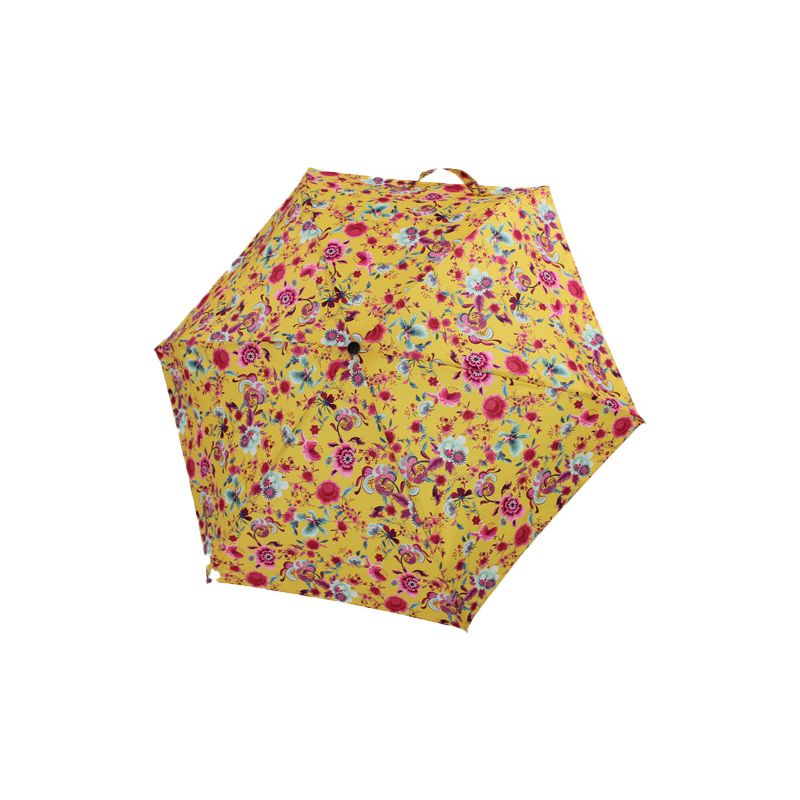 Petit parapluie pliant fleuri jaune orangé Guy de Jean