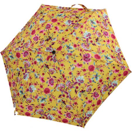 Petit parapluie pliant fleuri jaune orangé Guy de Jean
