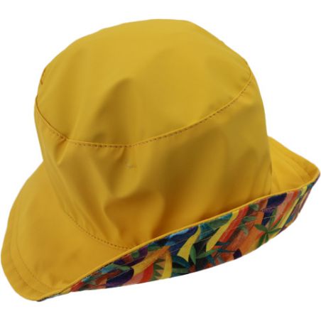 Chapeau de pluie jaune revers fleuri