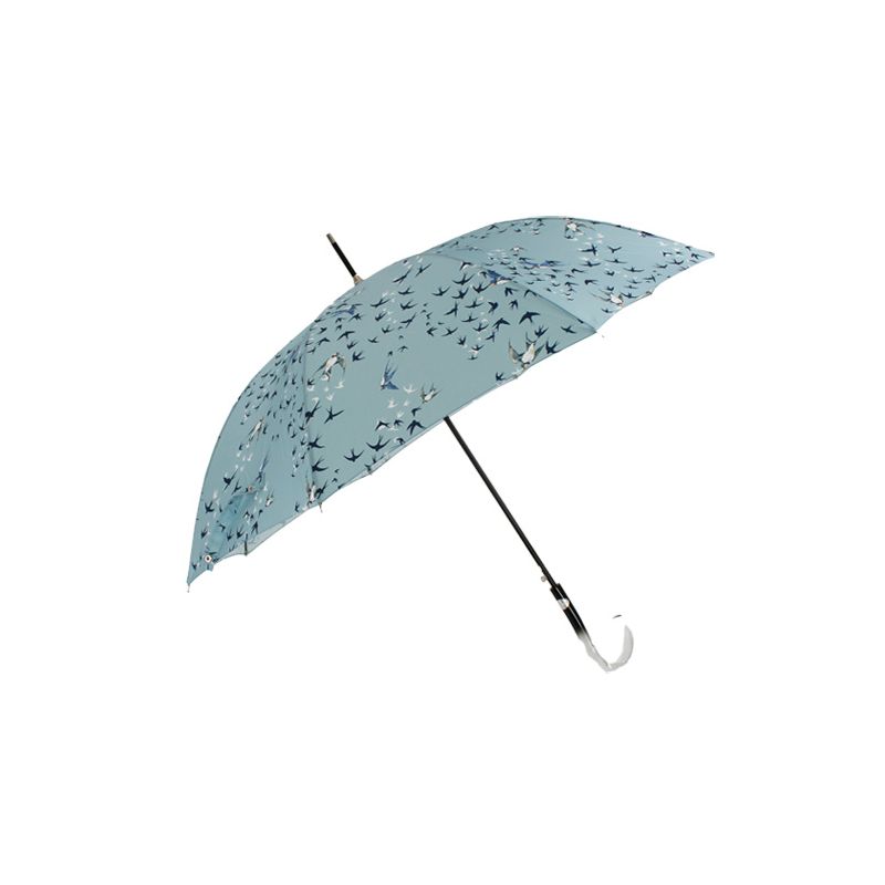 Parapluie canne hirondelles fond bleu clair