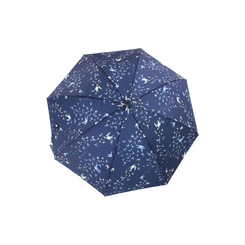 Parapluie canne hirondelles fond bleu marine