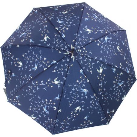 Parapluie canne hirondelles fond bleu marine