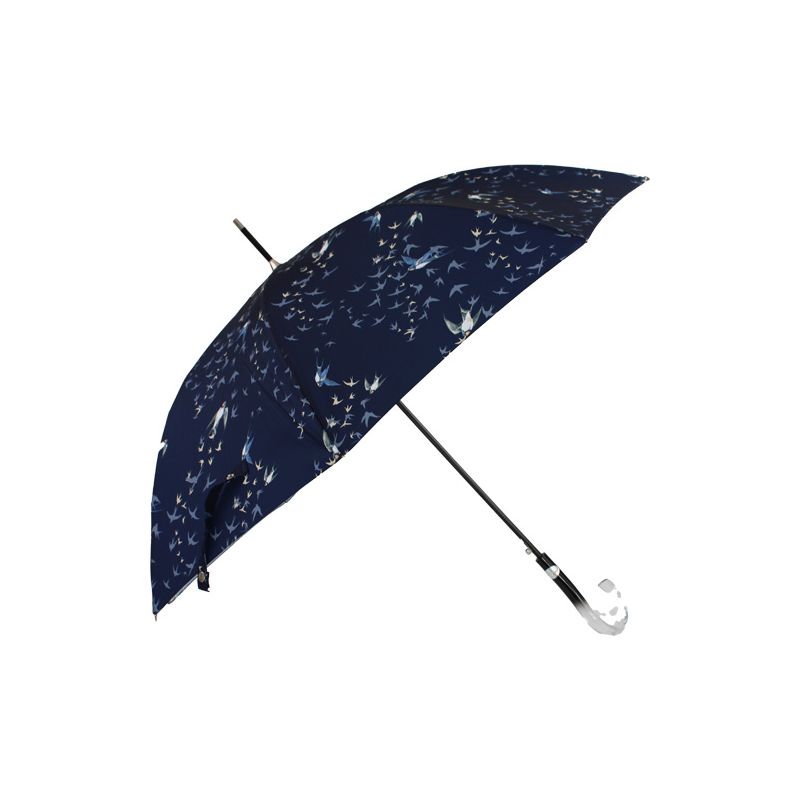 Parapluie canne hirondelles fond bleu marine
