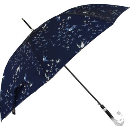 Parapluie canne hirondelles fond bleu marine