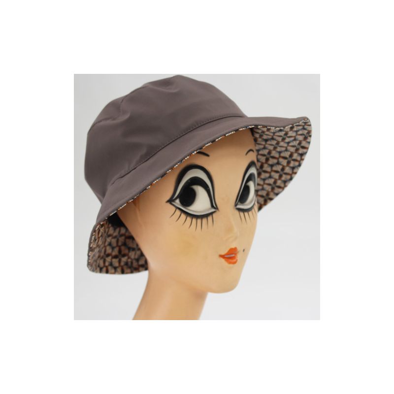 Chapeau de pluie taupe revers motif géométrique