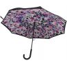 Parapluie inversé noir motif fleuri