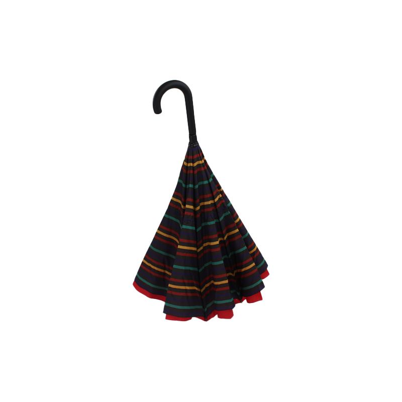 Parapluie inversé rouge rayures multicolores
