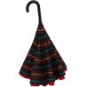 Parapluie inversé rouge rayures multicolores