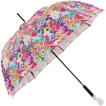 Parapluie canne rose floral fabrication française