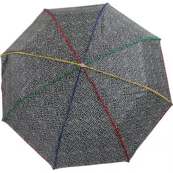 Parapluie pliant noir et blanc baleines gansées multicolores