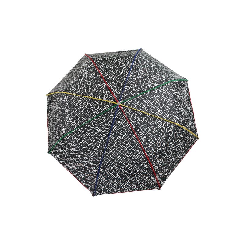 Parapluie pliant noir et blanc baleines gansées multicolores