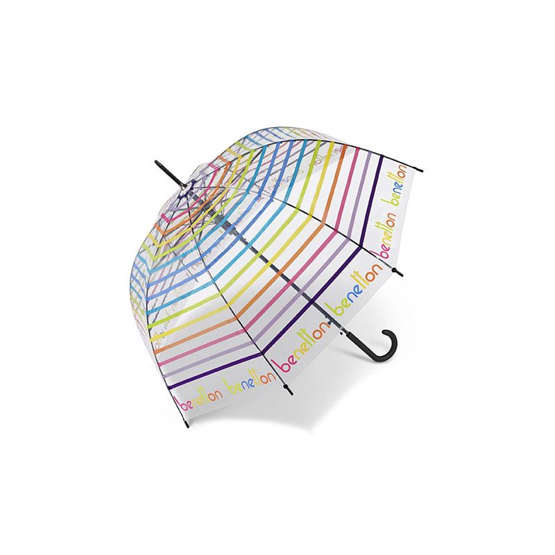 Parapluie transparent cloche rayures multicolores Benetton