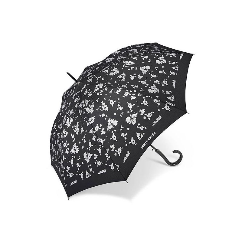 Parapluie original Cardin motif floral noir
