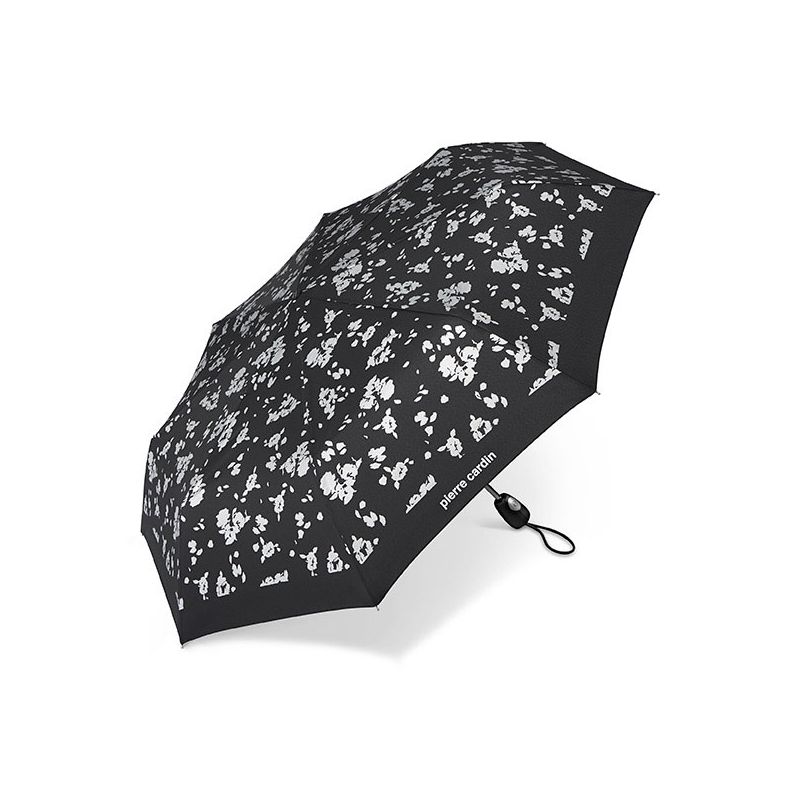 Parapluie pliant Cardin motif floral noir