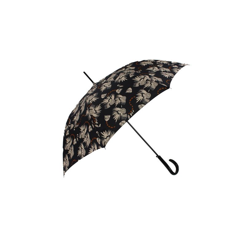 Parapluie droit Pierre Cardin inspiration florale en noir