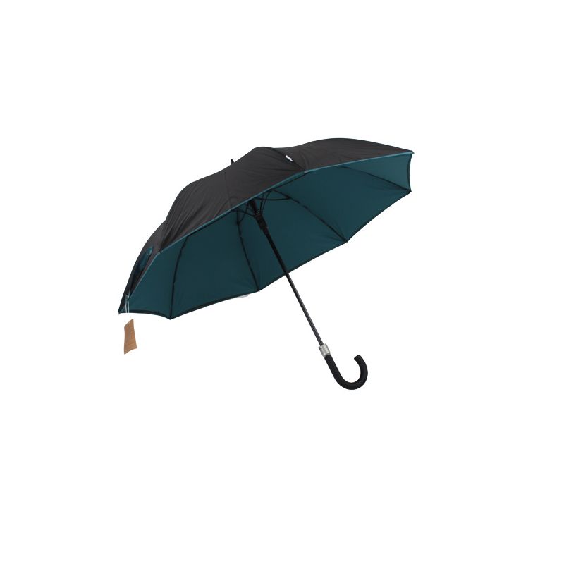 Parapluie résistant au vent noir et vert océan