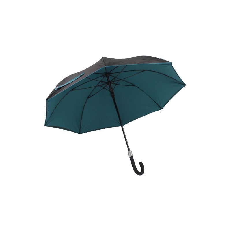 Parapluie résistant au vent noir et vert océan