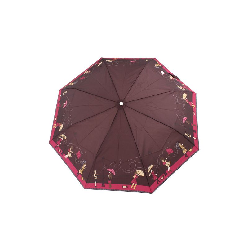Parapluie pliant marron femme motif tempête en ville