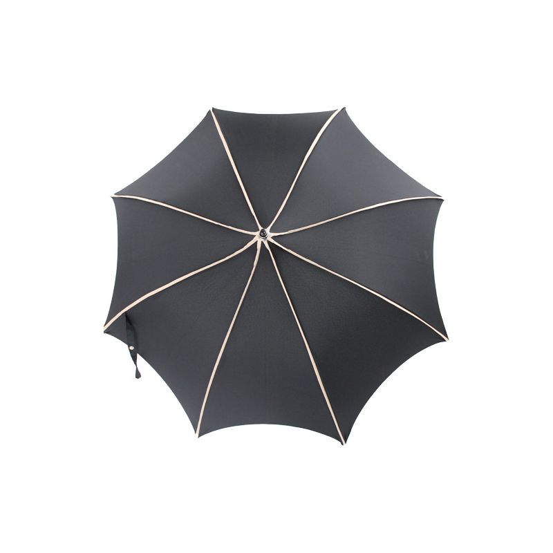 Parapluie noir à liseret beige forme pagode