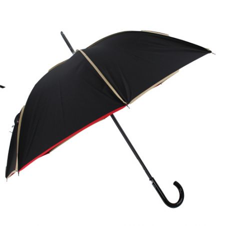 Parapluie noir baleines gansées taupe