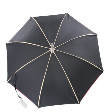 Parapluie noir baleines gansées taupe