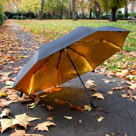 Parapluie original pliant noir et or