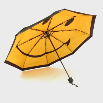 Parapluie pliant smiley noir et jaune