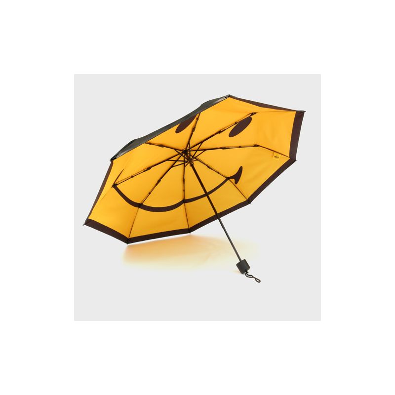 Parapluie pliant smiley noir et jaune