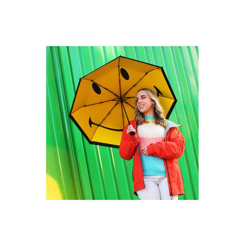 Parapluie pliant smiley noir et jaune