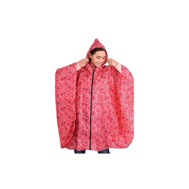Poncho de pluie rouge clair motif étoiles