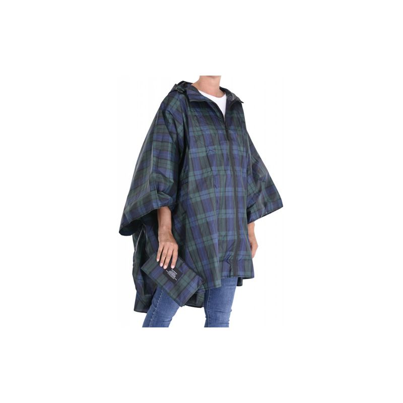 Poncho de pluie motif écossais vert