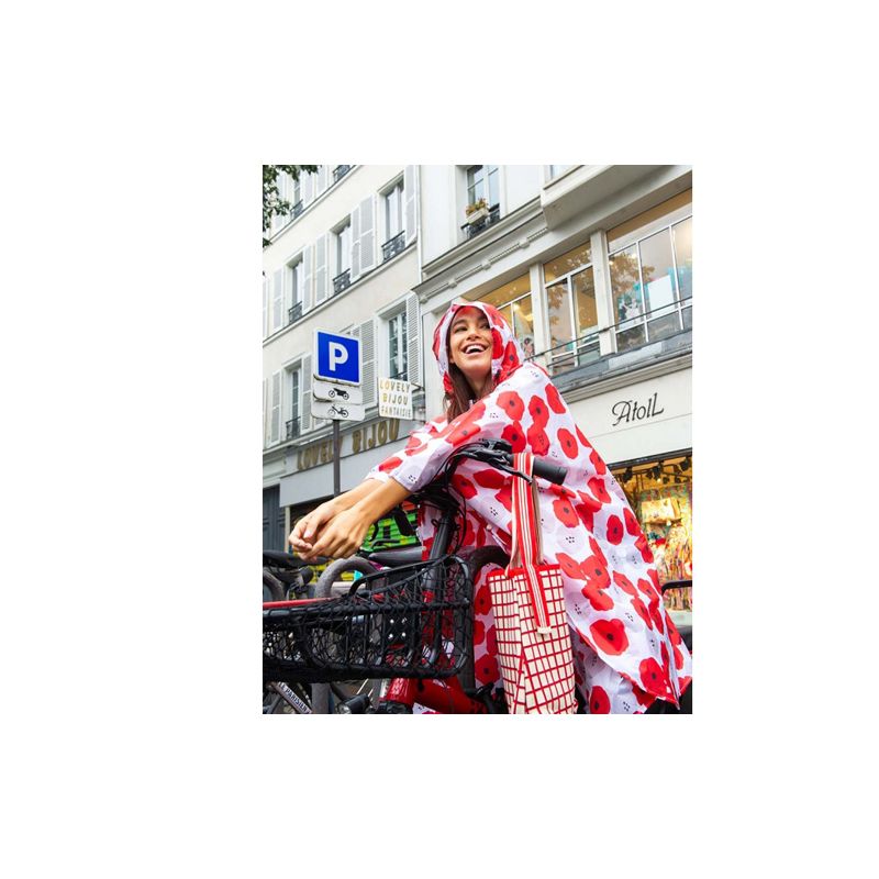 Poncho de pluie motif coquelicots