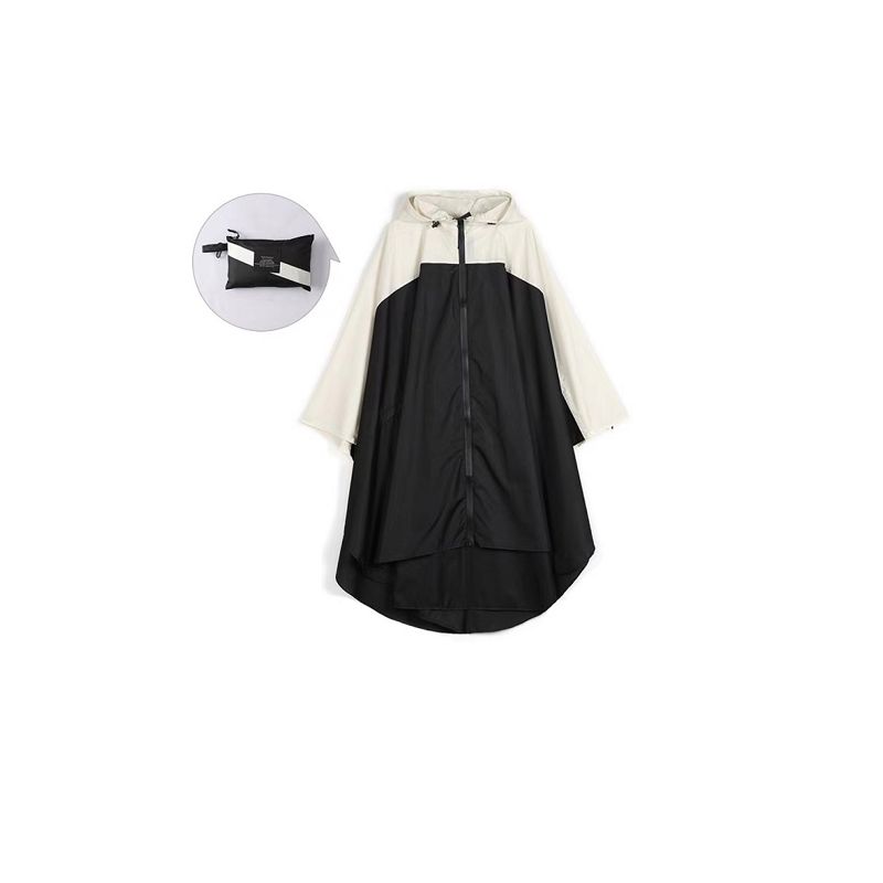 Cape de pluie noir et ivoire fermeture éclair