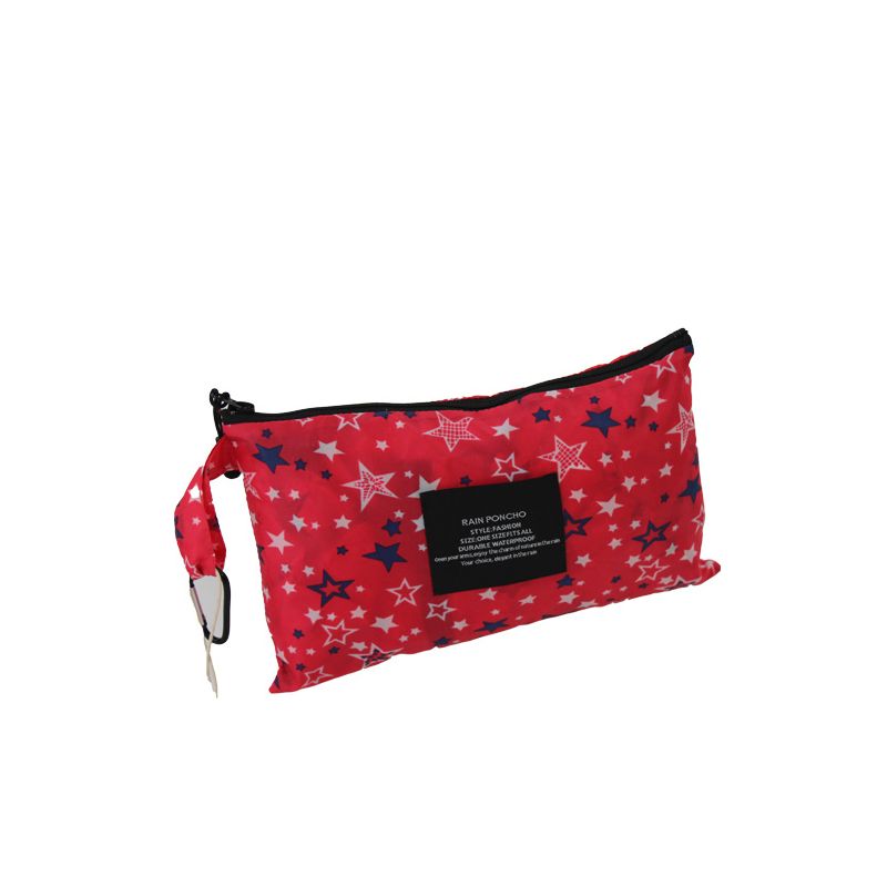 Poncho de pluie rouge clair motif étoiles