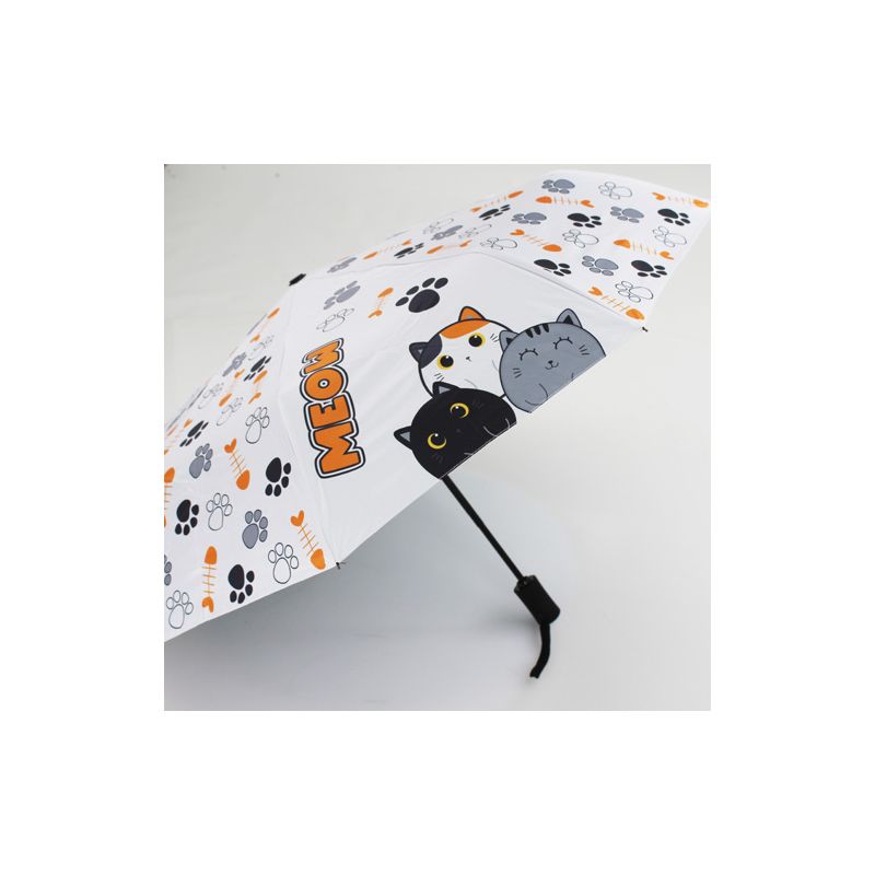 Parapluie pliant automatique blanc chats