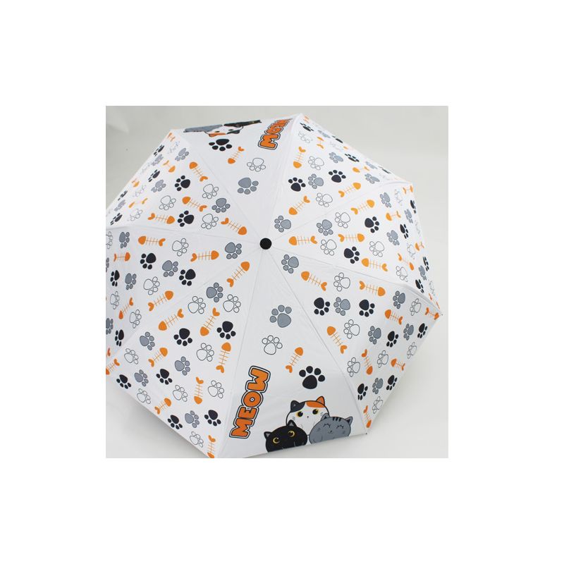 Parapluie pliant automatique blanc chats