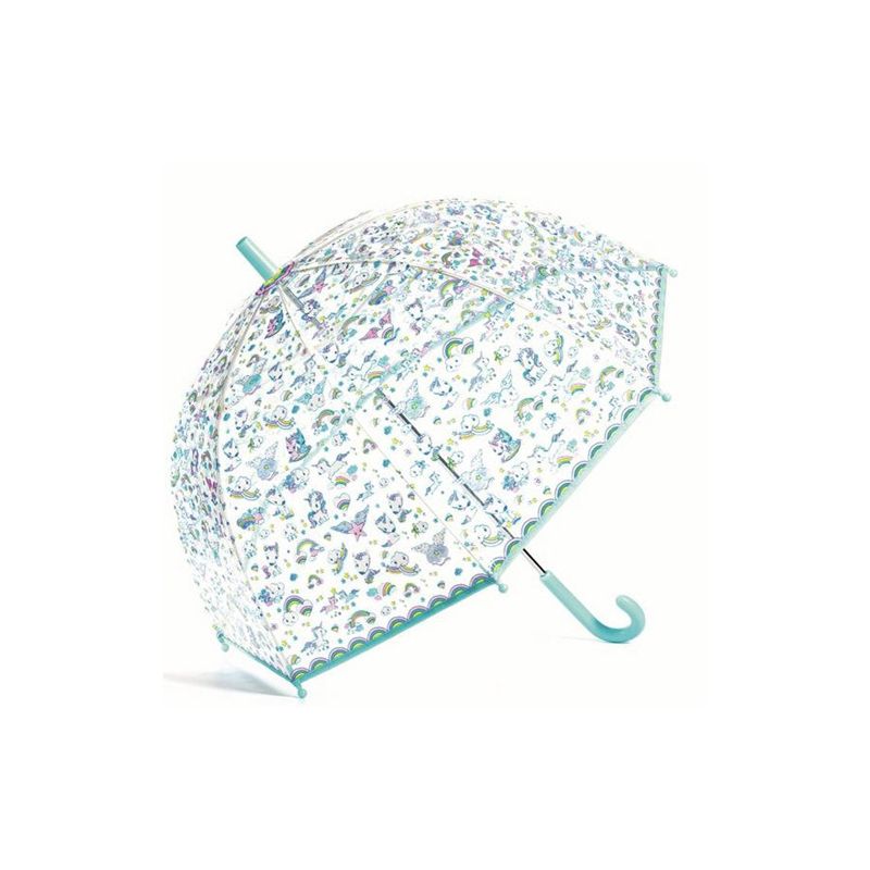 Parapluie cloche transparent licornes et nuages