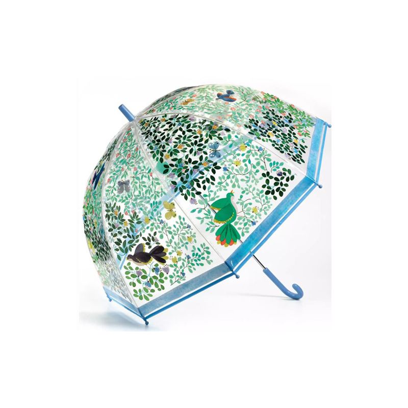 Parapluie cloche transparent oiseaux feuillage