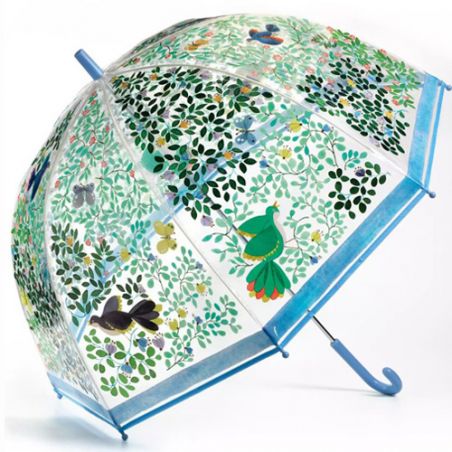 Parapluie cloche transparent oiseaux feuillage