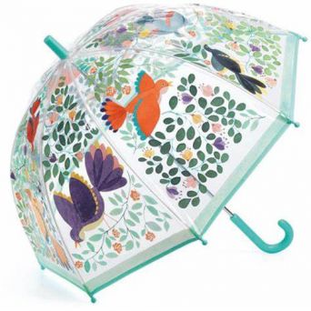 Parapluie cloche transparent enfant oiseaux feuillage