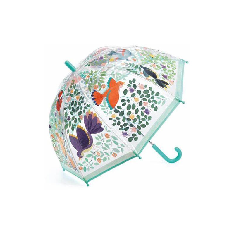 Parapluie cloche transparent enfant oiseaux feuillage