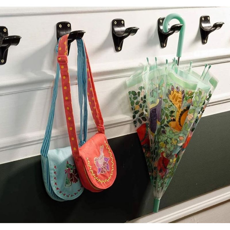 Parapluie cloche transparent enfant oiseaux feuillage