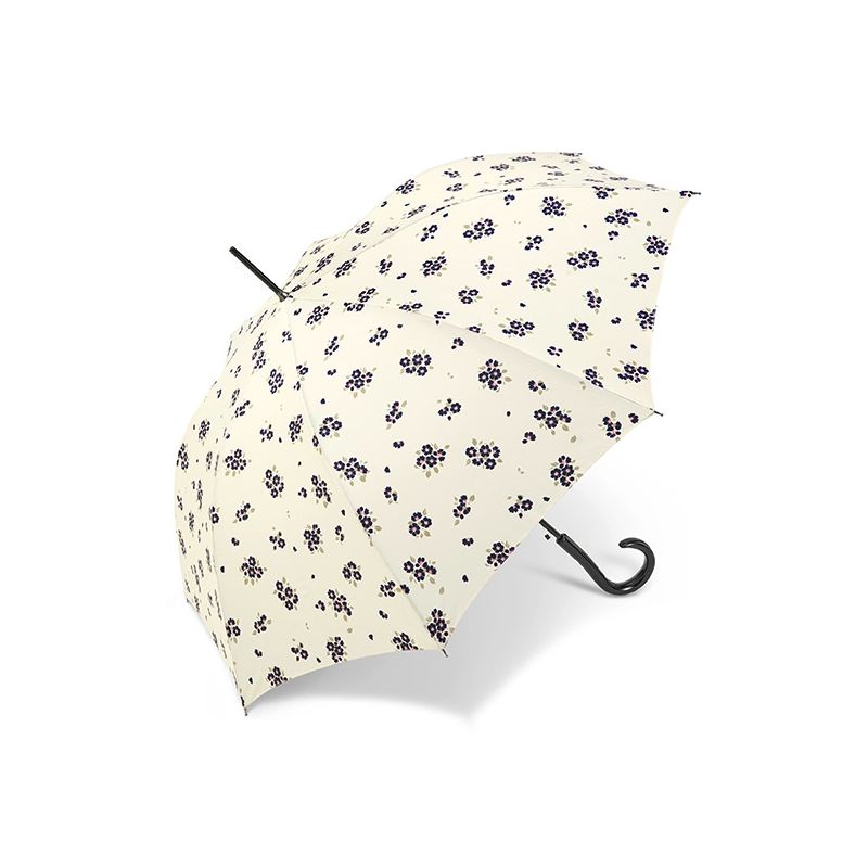 Parapluie droit Pierre Cardin inspiration florale en beige