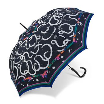 Parapluie droit Pierre Cardin motif courbes bleu