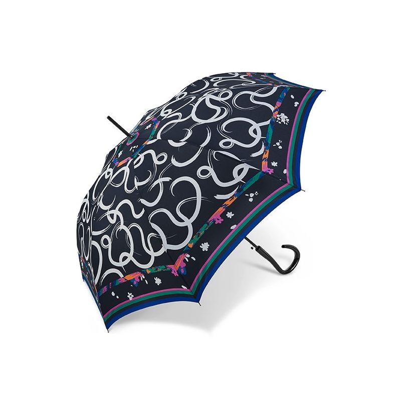 Parapluie droit Pierre Cardin motif courbes bleu