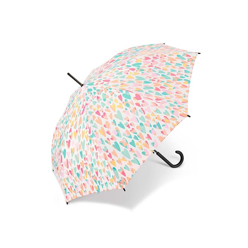 Parapluie long Benetton coeurs pastel