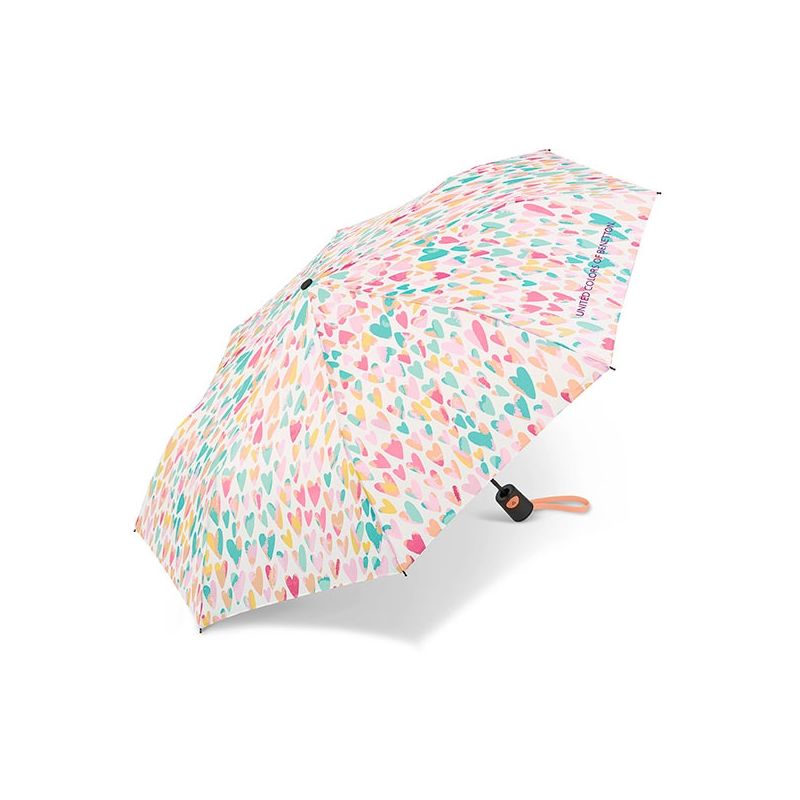 Petit parapluie pliant Benetton coeurs pastel