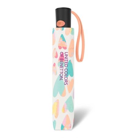 Petit parapluie pliant Benetton coeurs pastel